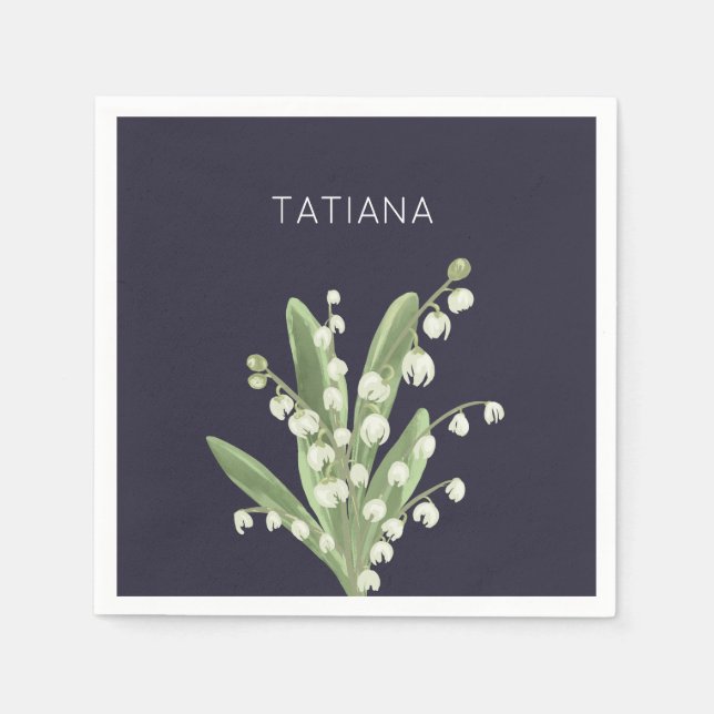 May Lily of the Valley Blommigt Bouquet Custom Nam Pappersservett (Framsidan)