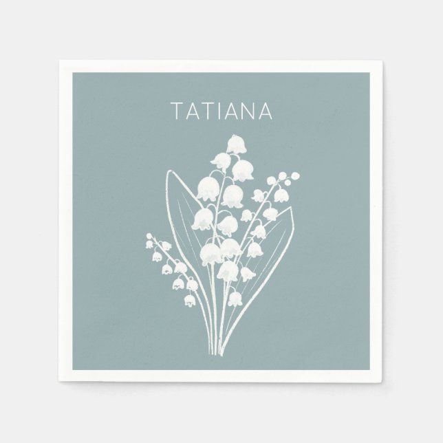 May Lily of the Valley Blommigt Bouquet Custom Nam Pappersservett (Framsidan)