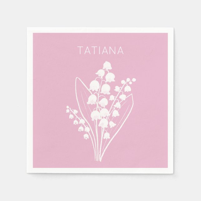 May Lily of the Valley Blommigt Bouquet Custom Nam Pappersservett (Framsidan)