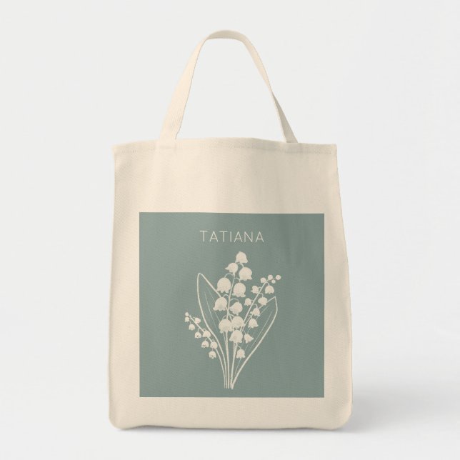 May Lily of the Valley Blommigt Bouquet Custom Nam Tygkasse (Framsidan)