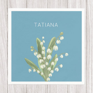 May Lily of the Valley Floral Bouquet Custom Name  Pappersservett