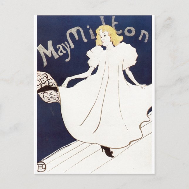 May Milton 1895 Henri de Toulouse-Lautrec Vykort (Framsida)
