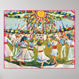 May Naive Folk Art Vår Firande Poster