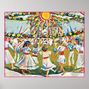 May Naive Folk Art Vår Firande Poster