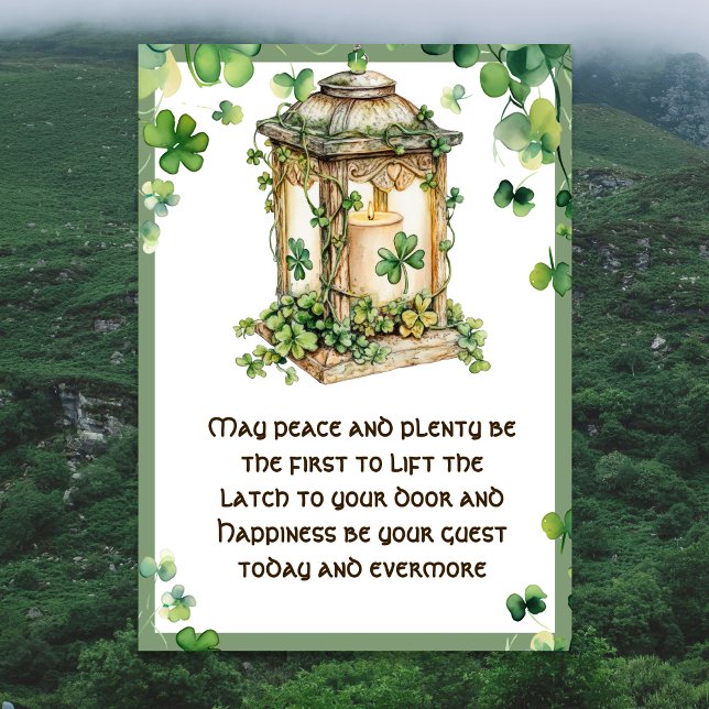 May Peace n Plenty Irish Blessing Shamrock Lantern Kort (Skapare uppladdad)