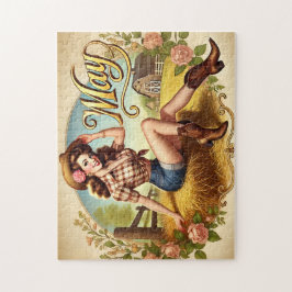 May Retro Country Cowgirl Western Pin-Up  Pussel