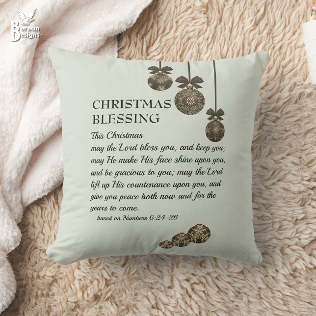 MAY THE LORD BLESS YOU Christian Christmas Kudde (CHRISTMAS BLESSING  Christian Throw Pillow based on Numbers 6 with customizable text.)