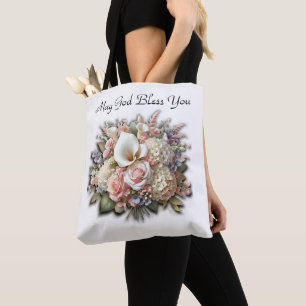 May Välsigna dig You Flower Bouquet Tote Tygkasse