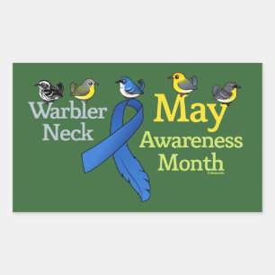May Warbler Nacke Awareness Månad Rektangulärt Klistermärke