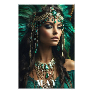 *~ MAY Woman BIRTHDAY EMERALDS Boho AP53 Fototryck
