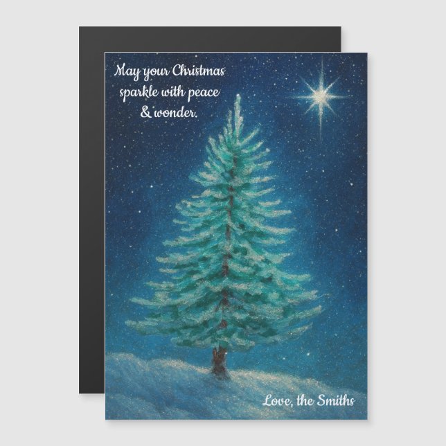 May Your Christmas Sparkle Magnetic Holiday Card (Fram/baksida)
