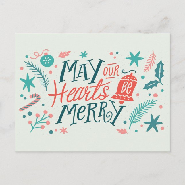 May Your Hearts be Merry Cute Christmas Vykort (Framsida)