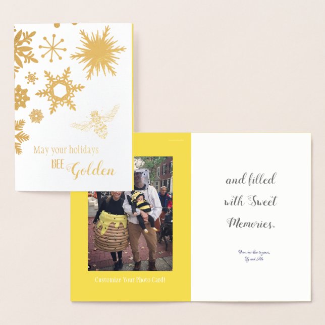 May Your Holidays Bee Golden | Fotokort Folierat Kort (Display)
