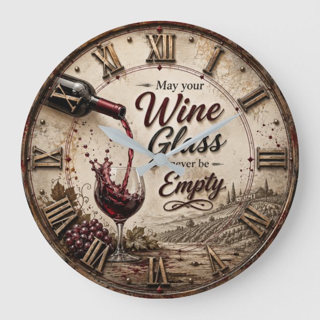 May Your Wine Glass Never Be Empty Stor Klocka (Framsida)