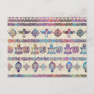 Maya / Aztec Gentle Watercolor mönster Vykort