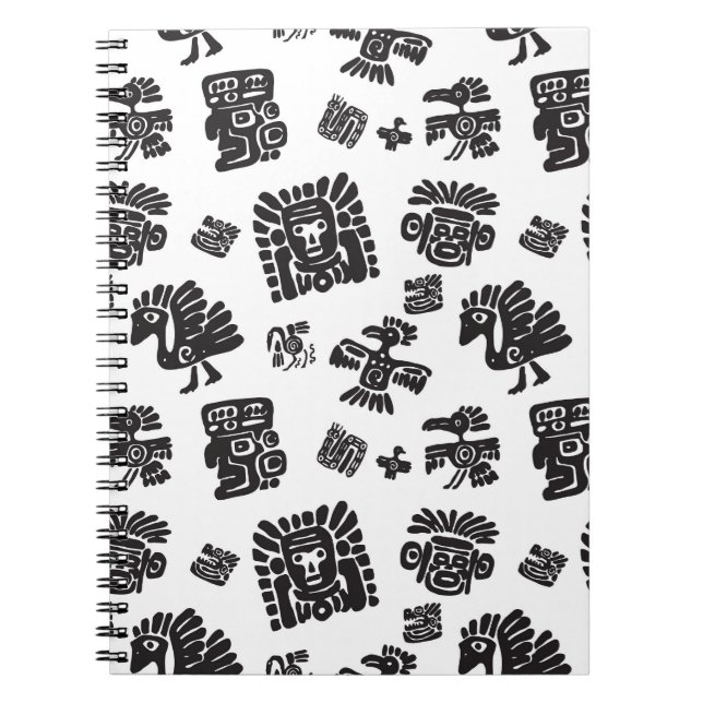 Maya Black White Ethnic Mönster Anteckningsbok (Framsidan)