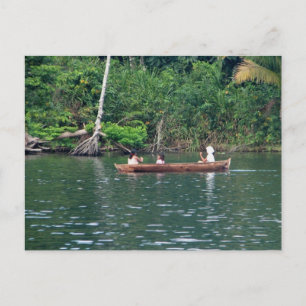 Maya Girls i Cayuco, Rio Dulce, Guatemala Vykort