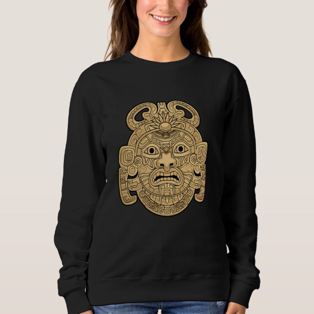 Maya God Mayan Mythology Ancient Mask Sol Gud K'in T Shirt (Framsida)