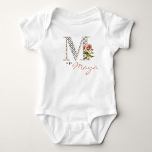Maya Namn Reveal Blommigt Brev M Girl Flower T Shirt
