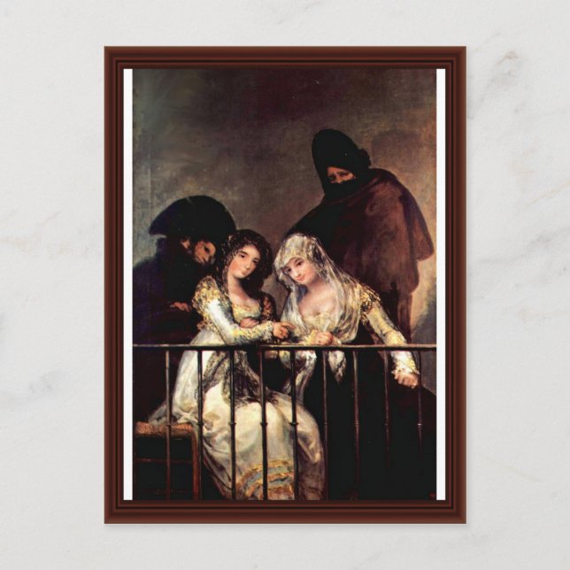 Maya på Balcony av Francisco De Goya Vykort (Framsida)