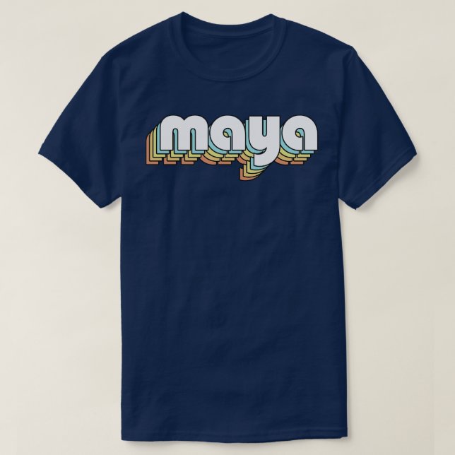 Maya Retro Regbow Typography Faded Stil T Shirt (Design framsida)