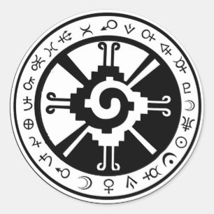 Mayafolkets Hunab Ku Skapare & Planetära Symboler Runt Klistermärke