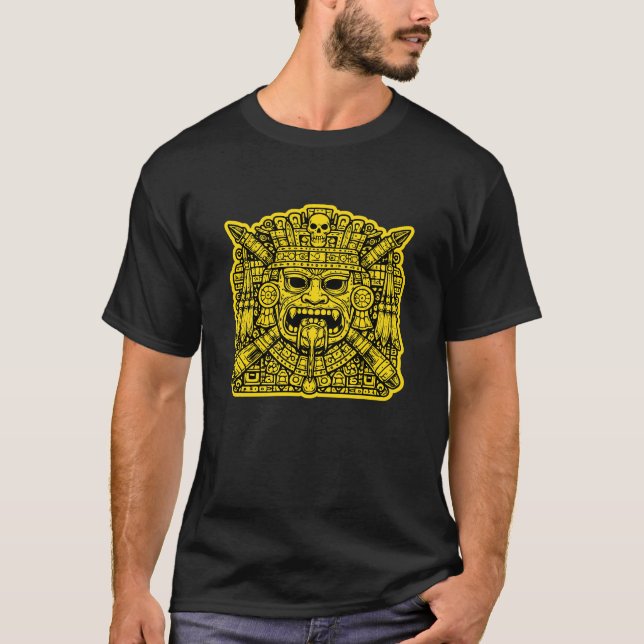 Mayafolkets Ritualkrigarmask T-Shirt (Framsida)