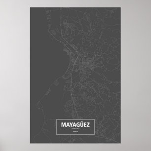 Mayagüez Puerto Rico (vit på svart) Poster