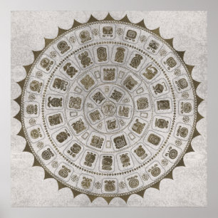 Mayakalenderns glyfer Guldstruktur på sten Poster