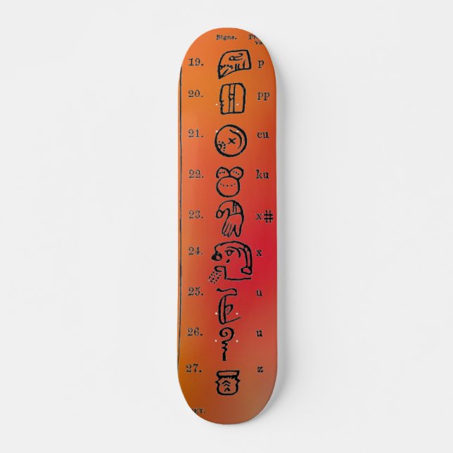 Mayan Alphabet Skateboard Bräda 21,5 Cm (Framsida)