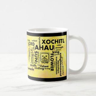 Mayan Aztec Ahau Xochitl för födelsedagordmoln Kaffemugg