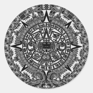 Mayan Aztec Calendar (svart) Dec.21, 2012 Runt Klistermärke