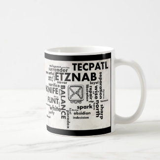 Mayan Aztec Etznab Tecpatl för födelsedagordmoln Kaffemugg