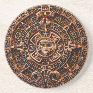 Mayan, Aztec Sol Calendar Sandstone Underlägg Sandsten