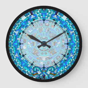 Mayan Calendar 2012 in Blue Wall Clock Stor Klocka