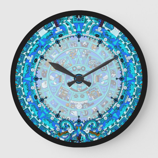 Mayan Calendar 2012 in Blue Wall Clock Stor Klocka (Framsida)