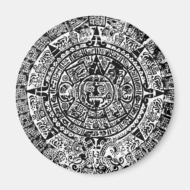 Mayan Calendar Black Magnet (Framsidan)