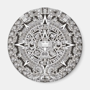 Mayan Calendar Magnet Black and White