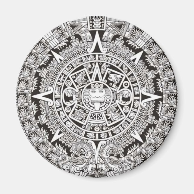 Mayan Calendar Magnet Black and White (Framsidan)