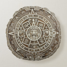 Mayan Calendar Pillow. Rund Kudde