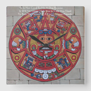 Mayan Calendar & Proverb Wall Clock Fyrkantig Klocka