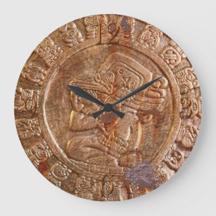 Mayan Carved Metall Aztec Mexican Art History Cloc Stor Klocka