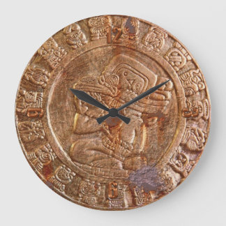 Mayan Carved Metall-effect Aztec Mexikansk histori Stor Klocka