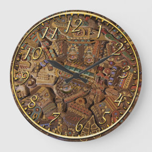 Mayan Carved Stone Aztec Mexican Art History Clock Stor Klocka