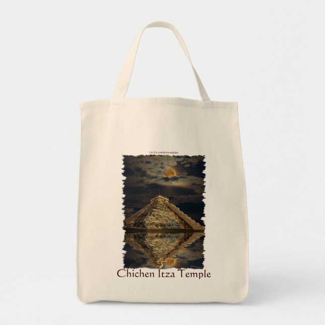 Mayan Chichen Itza Temple & Måne Tote Bag Tygkasse (Framsidan)