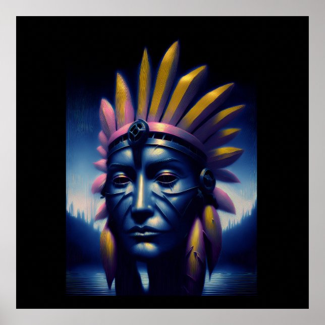 Mayan Chieftain med Backe i bakgrunden Poster (Framsidan)