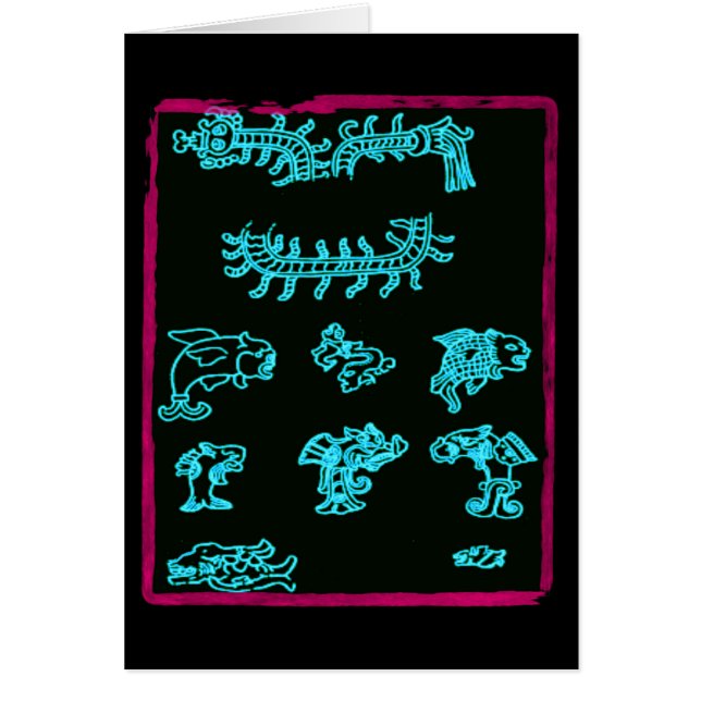 Mayan djur för blått hälsningskort (Framsidan)