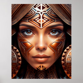 Mayan Flavated Abstrakt Metallic Ansikte Makeup Poster