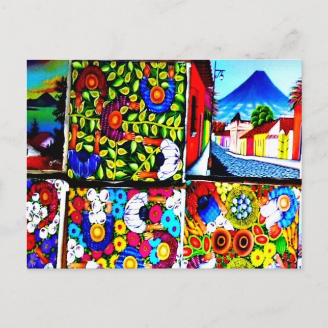 Mayan folresc mural Guatemala-vykort Vykort (Framsida)