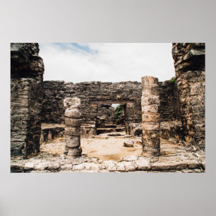 Mayan fördärvar i Tulum, Mexico Poster